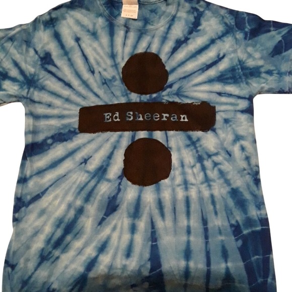 Ed Sheeran Official Merchandise Tops - Ed Sheeran Divide Tour Blue‎ Tie Dye Graphic T-Shirt Small Cotton Band Tee